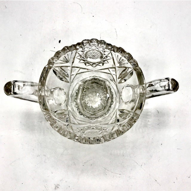 Elegant late 19th-century American Brilliant Period cut crystal sugar bowl, beautifully executed with deep geometric...
