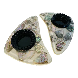 Vintage 1950s Boomerang Resin Ashtrays, a Pair