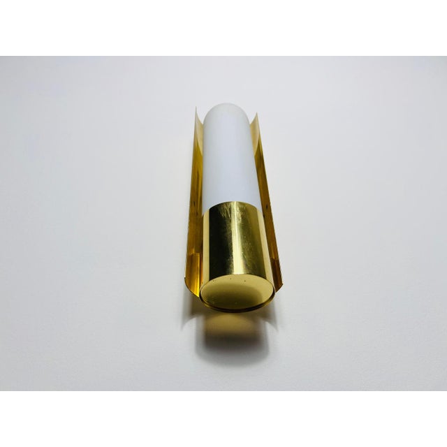 Brass and Opaline Glass Wall Lamps attributed to Glashütte Limburg, 1960s, Set of 2 For Sale - Image 11 of 16