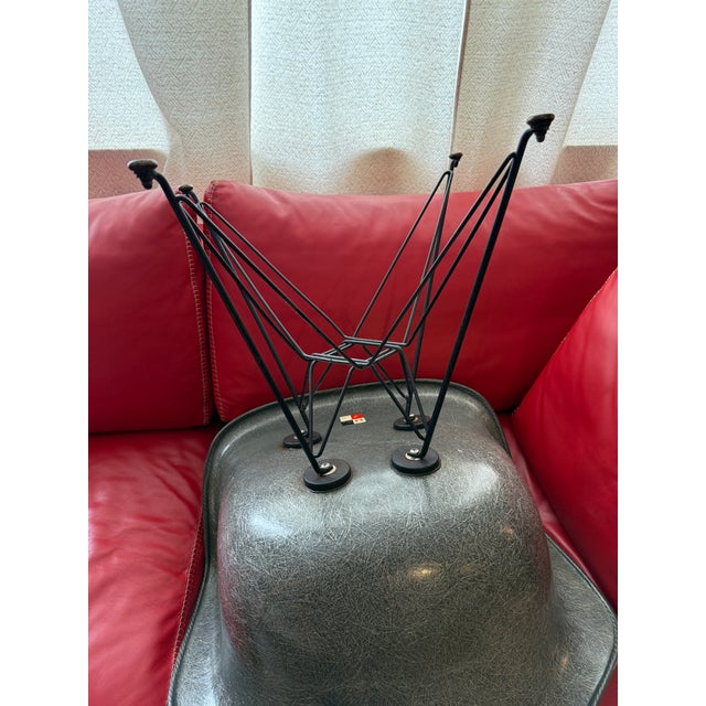 Textile 1950s 1st Generation Herman Miller Eames Zenith Label Rope Edge Dar Arm Shell Chair in Elephant Hide Grey For Sale - Image 7 of 12