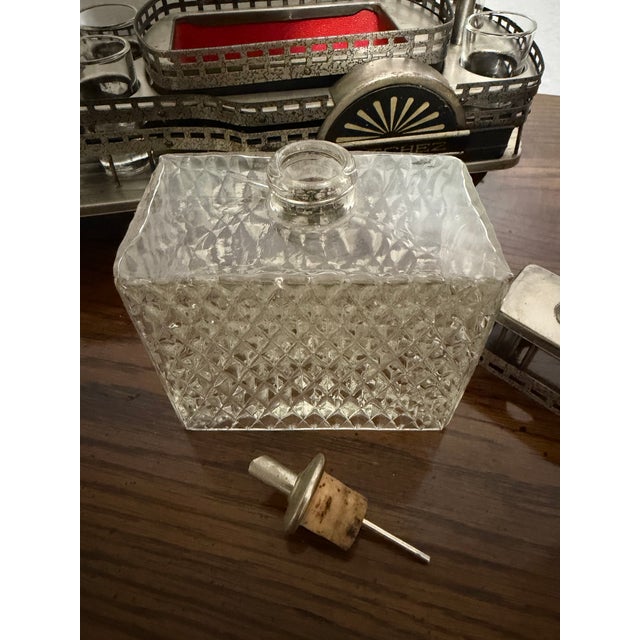 Glass Vintage Natchez Mississippi Riverboat Musical Drink Caddy With Decanter & 6 Shot Glasses For Sale - Image 7 of 12