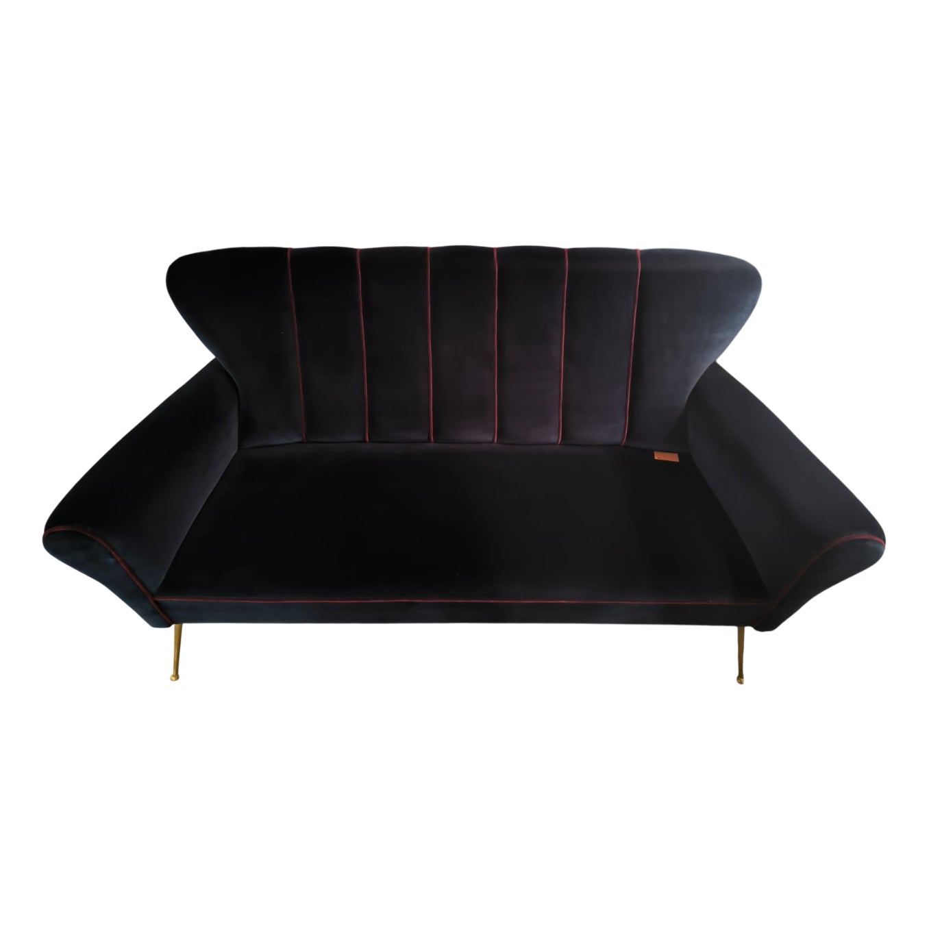 Blue Lounge Chair with Red Thread Edging, 1960s | Chairish