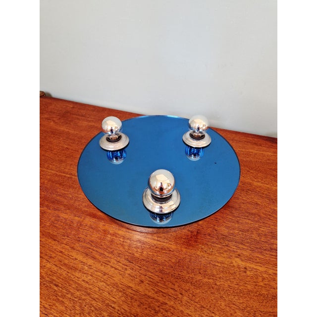 Space Age Wall or Ceiling Light in Blue Mirrored Glass, 1970s For Sale - Image 4 of 14