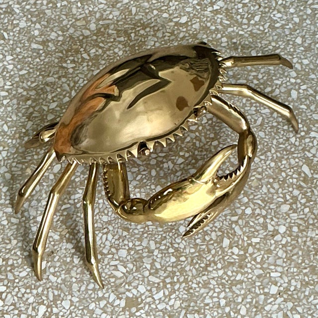Vintage Coastal Monumental Polished Brass Crab For Sale - Image 4 of 6