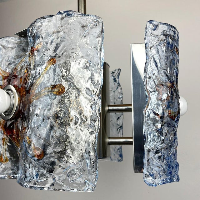 1970s Mid-Century Ice Murano Glass Chandelier attributed to Toni Zuccheri for Mazzega, Italy, 1970s For Sale - Image 5 of 15