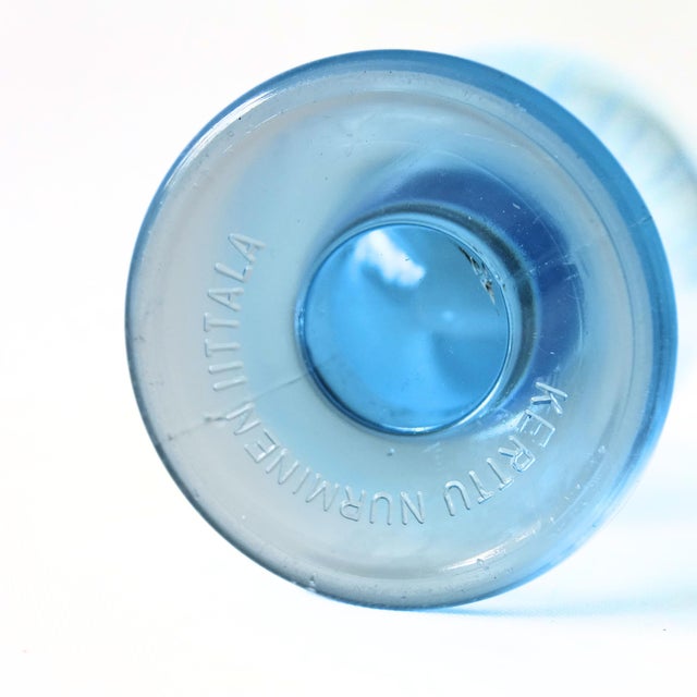 Retro Blue wine Glasses from Iittala designed by Kerttu Nurminen for Iittala Finland mid-century. Set of four. Height 14...