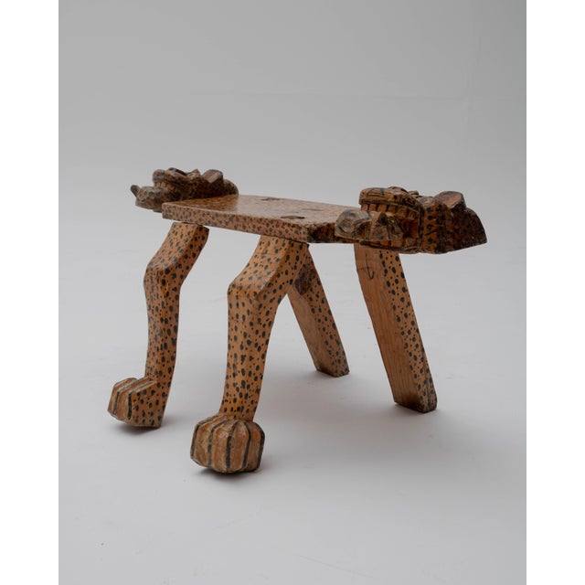 Mid-Century Carved Wooden Jaguar Stool, 1960s For Sale - Image 5 of 7