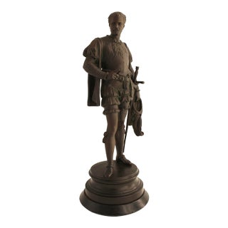 Antique Large Spelter Sculpture of Renaissance Nobleman, French 19th Century For Sale