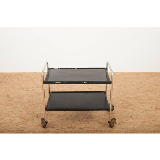 Servierboy in Chrome-Plated Steel Tubing, Casters, and Wood from Ebo AG, 1954 For Sale - Image 3 of 9