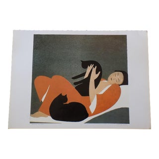 Vintage Signed/Titled Will Barnet Lithograph - "Woman and Cats" For Sale
