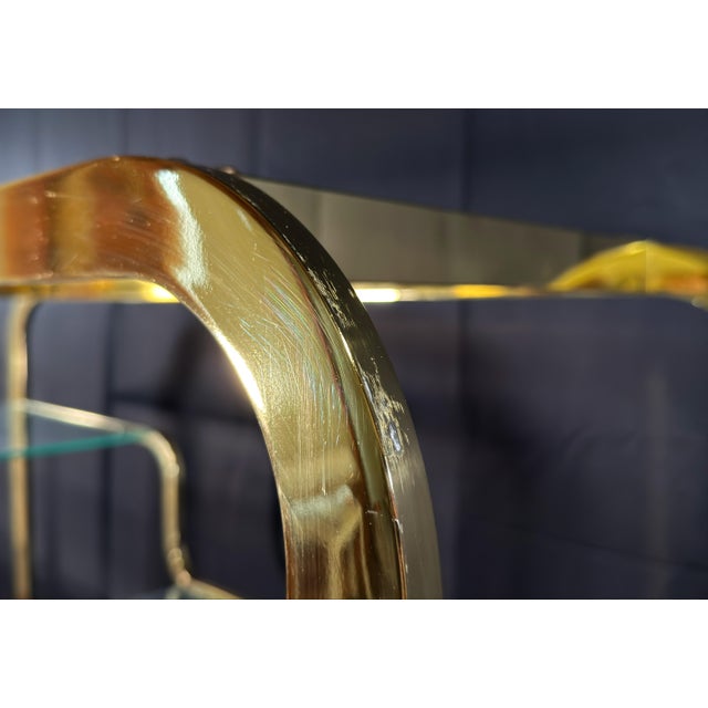 Milo Baughman for Dia Design Institute of America Gold Brass and Glass Adjustable Etagere, 1970s For Sale - Image 11 of 11