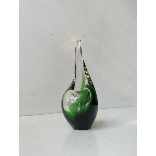 Green Flamingo Orchid Art Glass Vase by Per Lütken for Holmegaard, 1950s For Sale - Image 7 of 7