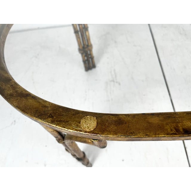 Metal Vintage Gilt Gold Faux Bamboo Coffee Table For Sale - Image 7 of 10