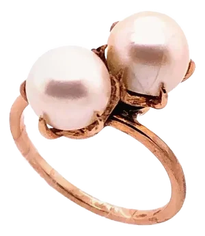 14 Karat Yellow Gold Double Pearl Ring