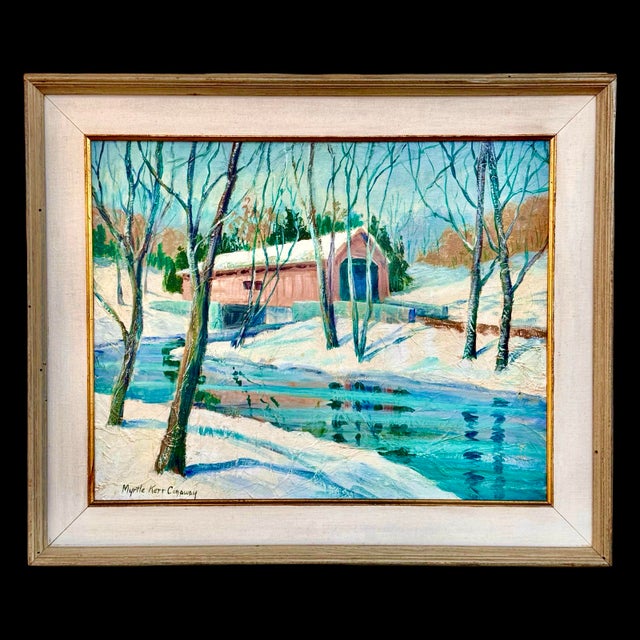 American Mid 20th Century Pennsylvania American Impressionist Pennsylvania Winter Landscape by Myrtle Kerr Conaway For Sale - Image 3 of 10
