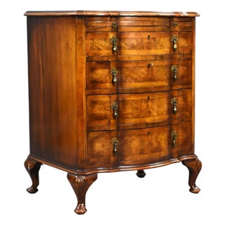Antique Burr Walnut Serpentine Chest of Drawers, 1920s For Sale