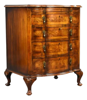 Antique Burr Walnut Serpentine Chest of Drawers, 1920s