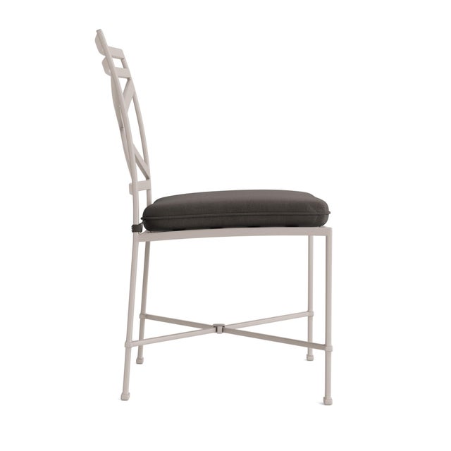 Contemporary Brown Jordan Venetian Side Chair, Dove frame with Fusion Charcoal fabric For Sale - Image 3 of 11