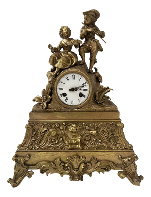 Romantic Gilt Bronze Clock, 19th Century