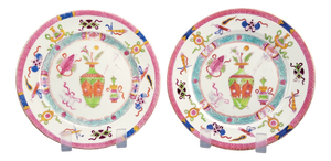 Late Victorian / Edwardian Decorative Plates with Red Vase Decor from Minton, Set of 2