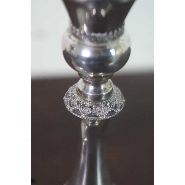 Silver Late 20th Century Israeli Judaica Ben Zion Sterling Silver Shabbat Candle Holders - Set of 2 For Sale - Image 8 of 11