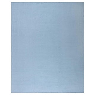 Modern Steel-blue Flat Weave Wool Rug For Sale