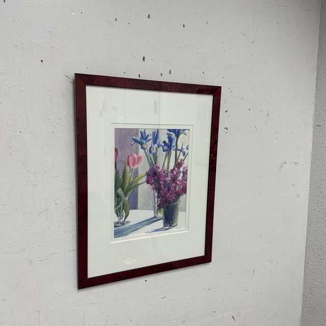 Design Plus Gallery presents the Jan’s Flowers Watercolor by Ruth Beeve in 1996. This framed watercolor depicts a floral...