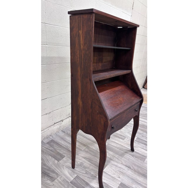 Antique 19th Century Primitive Country Secretary Desk and Bookcase For Sale - Image 9 of 10