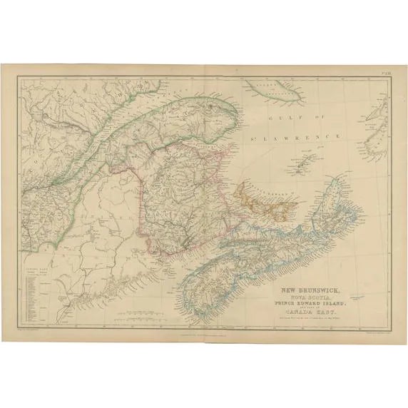 Antique Map of New Brunswick by W. G. Blackie, 1859 For Sale