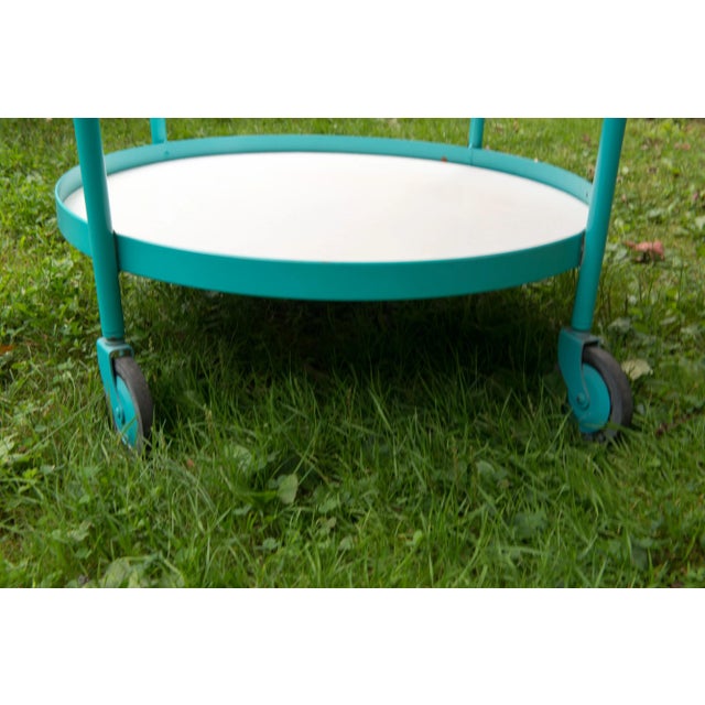 Hollywood Regency 1960s Tropitone Turquoise Circular Cart For Sale - Image 3 of 9