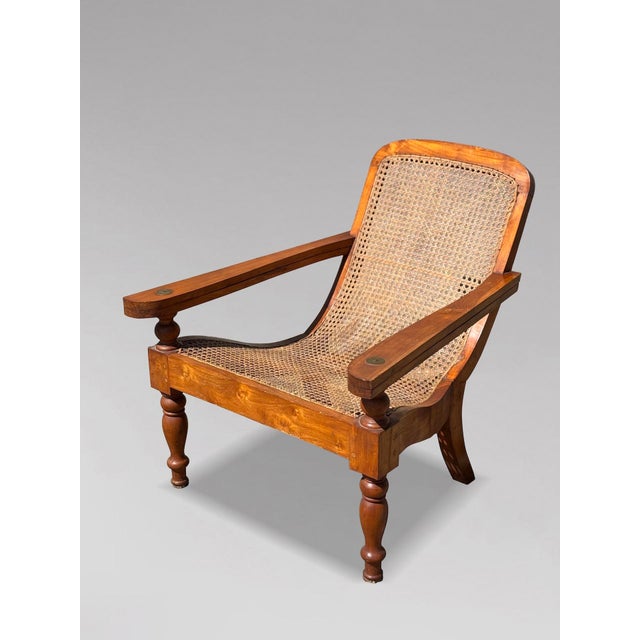 Large Vintage Teak and Cane Colonial Planters Chairs, 1920, Set of 2 For Sale - Image 8 of 12