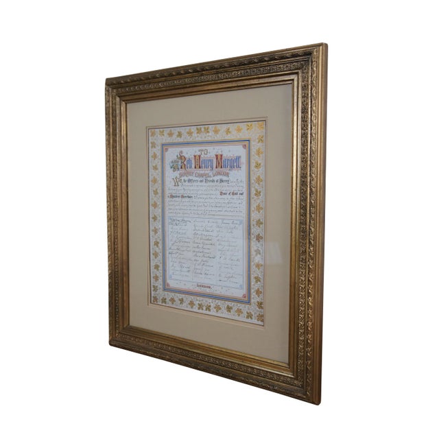 Traditional Antique 1879 Illustrated Certificate Rev Henry Margett Surrey Chapel London, Framed For Sale - Image 3 of 11
