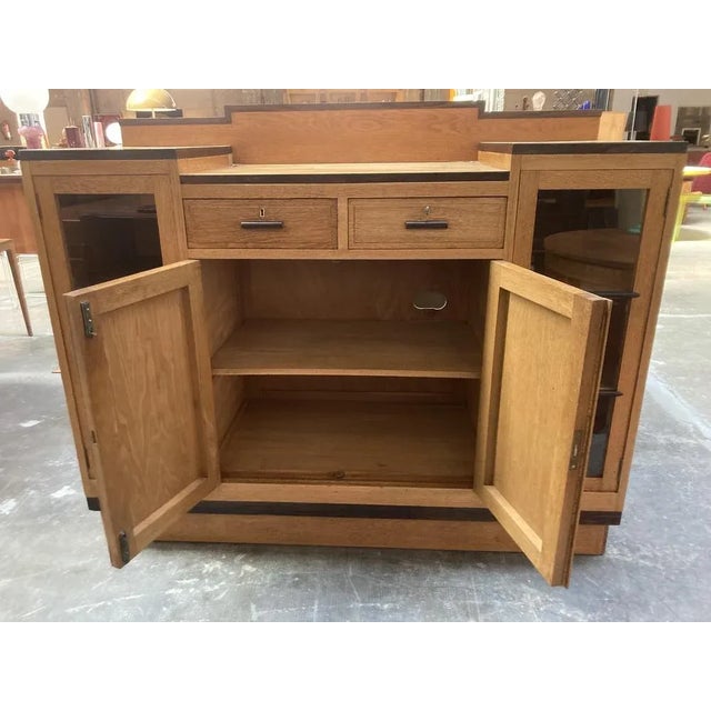 1930s Dutch Art Deco Oak and Glass Buffet or Bar Cabinet, 1930s For Sale - Image 5 of 12
