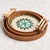 Arts & Crafts Set of Three Geometric Flower Pattern Rattan Mother-of-Pearl Round Trays With Handles For Sale - Image 3 of 3