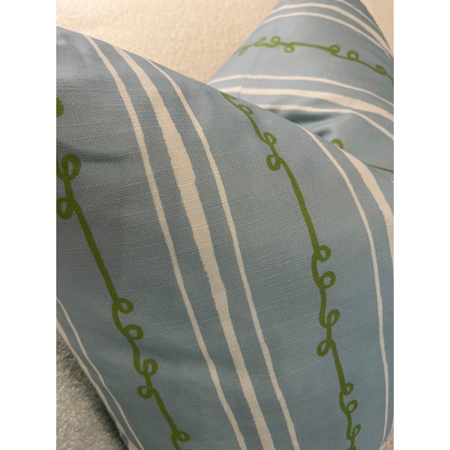 This TRUETT cotton linen blend (95% cotton 5% linen) washable decorative pillow features white hand painted stripes and...