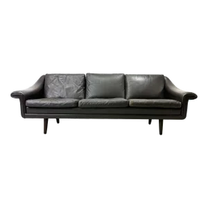 1960s Danish Leather Sofa Designed by Aage Christiansen