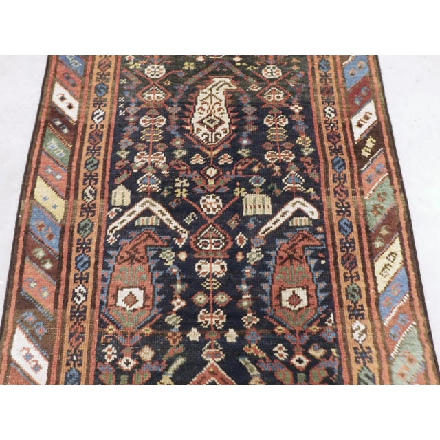 Blue 1940s Hand Knotted Blue Background Runner For Sale - Image 8 of 13