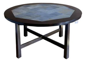 Contemporary Wood and Tile Top Dining Table