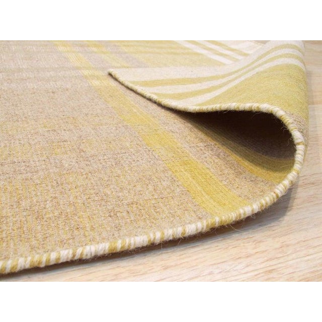 5x8 Yellow Hand-Knotted Wool Golden Plaid Weave Geometric Modern Carpet Rug For Sale - Image 4 of 9