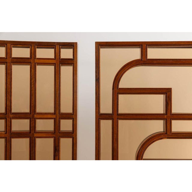 Room Dividers in Walnut and Glass, Italy, 1970, Set of 4 For Sale - Image 12 of 18