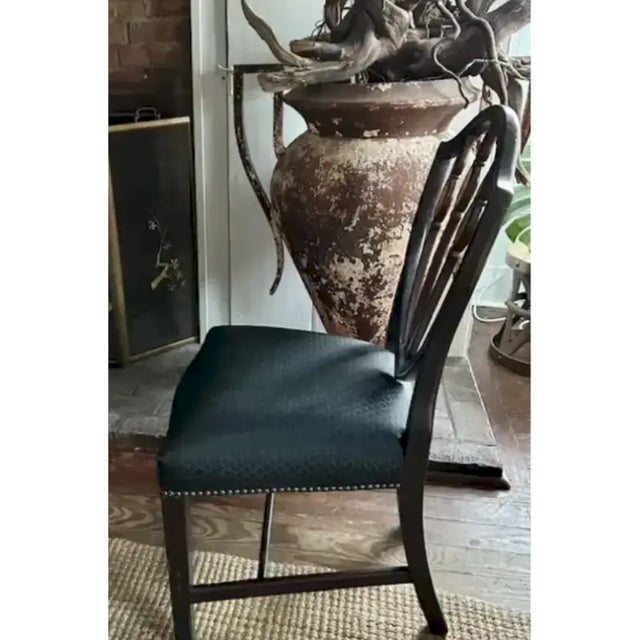 Black American Federal Shield Back Chair With Inlaid Marquetry and Nailheads For Sale - Image 8 of 11