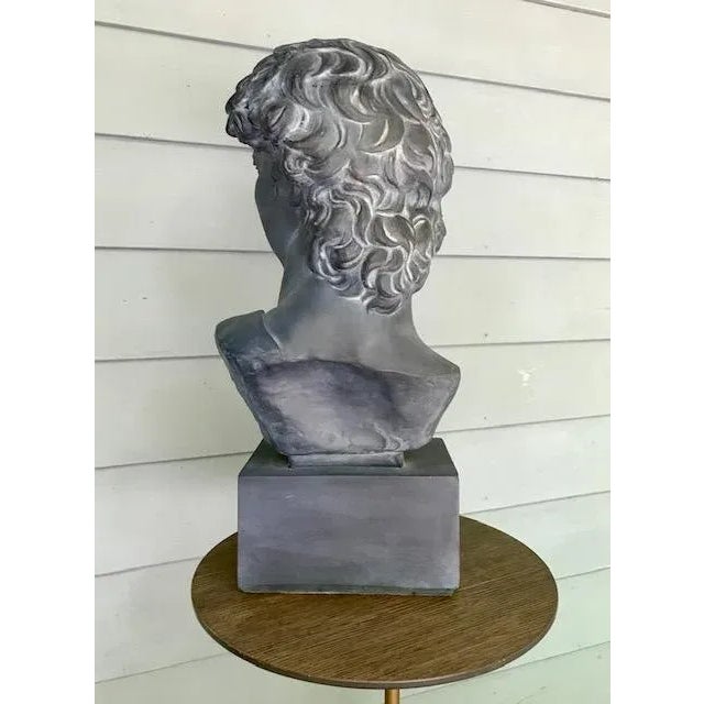 Plastic 20th Century Plaster, Concrete & Resin Bust of David For Sale - Image 7 of 12