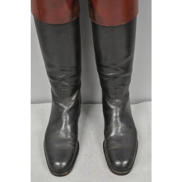 Black Vintage Maxwell London English Leather Black & Brown Horse Riding Boots W/ Trees For Sale - Image 8 of 18