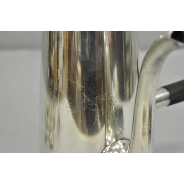 Metal Vintage Us Navy Art Deco Silver Plated Coffee Tea Pot Kettle W/ Wooden Handle For Sale - Image 7 of 12
