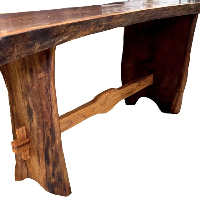 Single Plank Live Edge Solid Walnut Dining Table - Handcrafted by Montana Rancher For Sale - Image 12 of 13