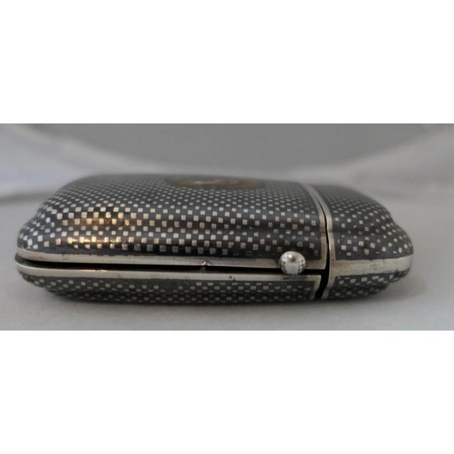 Black 1900s Niello Cigarette Case with Dog Portrait Sterling Silver For Sale - Image 8 of 12