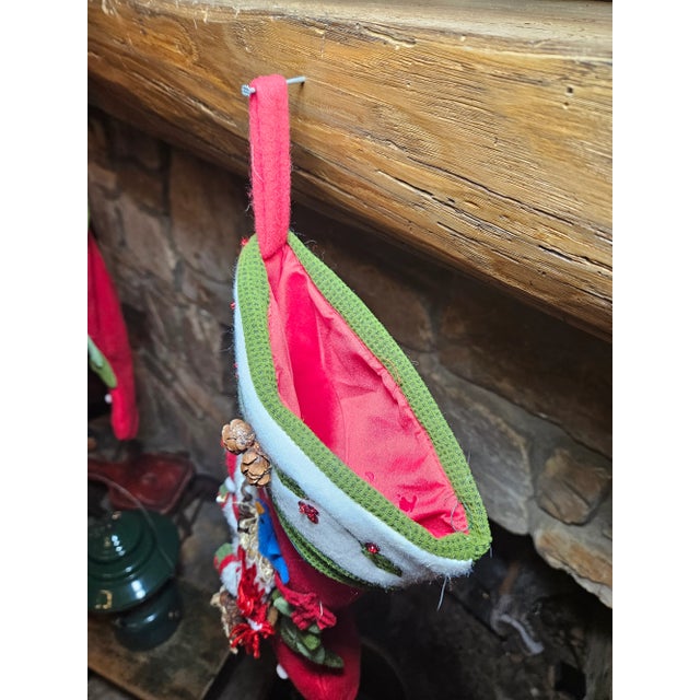 Set of 2 Vintage Festive Christmas Stockings For Sale - Image 11 of 18