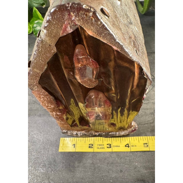 2006 Signed Jay L. Tschudy One of a Kind (Ooak) Southwestern Brutalist Metal & Slumped Glass Cabin House Sculpture - 13.6lbs For Sale - Image 11 of 12