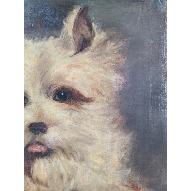 Late 19th Century Antique 19th Century Victorian Oil Painting Portrait of a Terrier Dog For Sale - Image 5 of 14