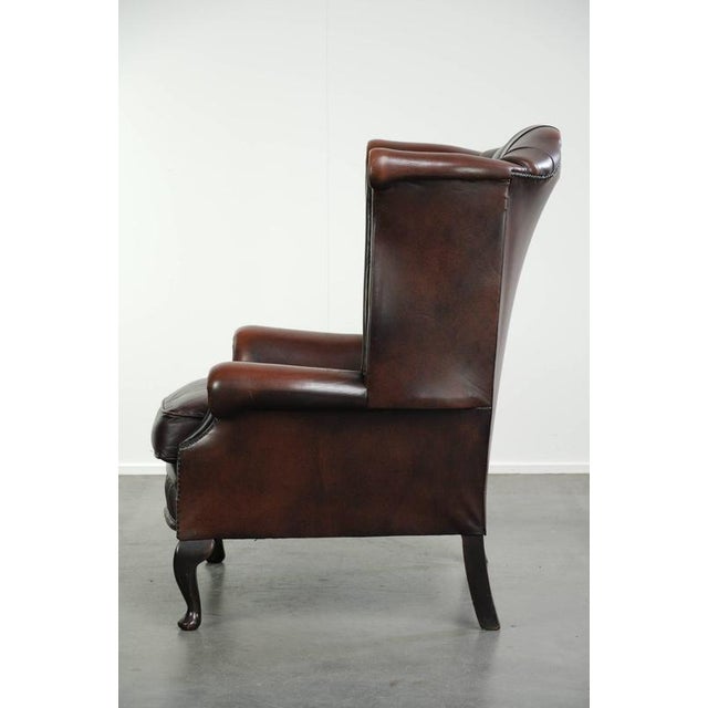 2000 - 2009 Cowhide Chesterfield Wing Armchair For Sale - Image 5 of 13